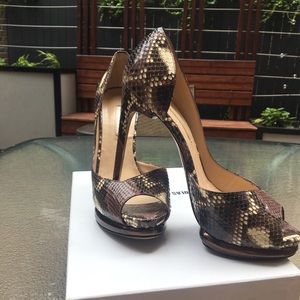 Nicholas Kirkwood peep toe half dorsay python pump